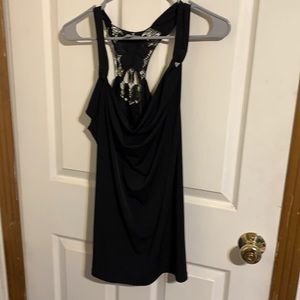 Black blouse T back Racer back lace large